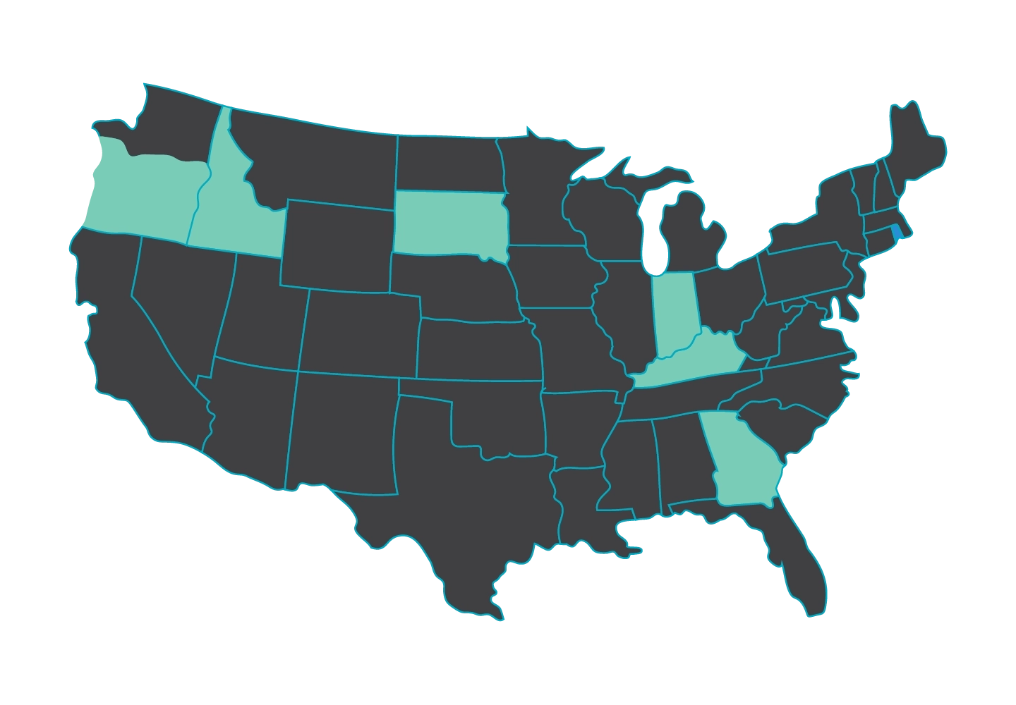 Map of the US highlighting Idaho, Montana, North Dakota, South Dakota, Michigan, Indiana, and Florida.